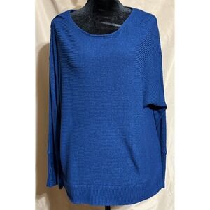 Rio & Rian Sweater Women Large Blue Pullover Ribbed Knit  Snap  Cuff